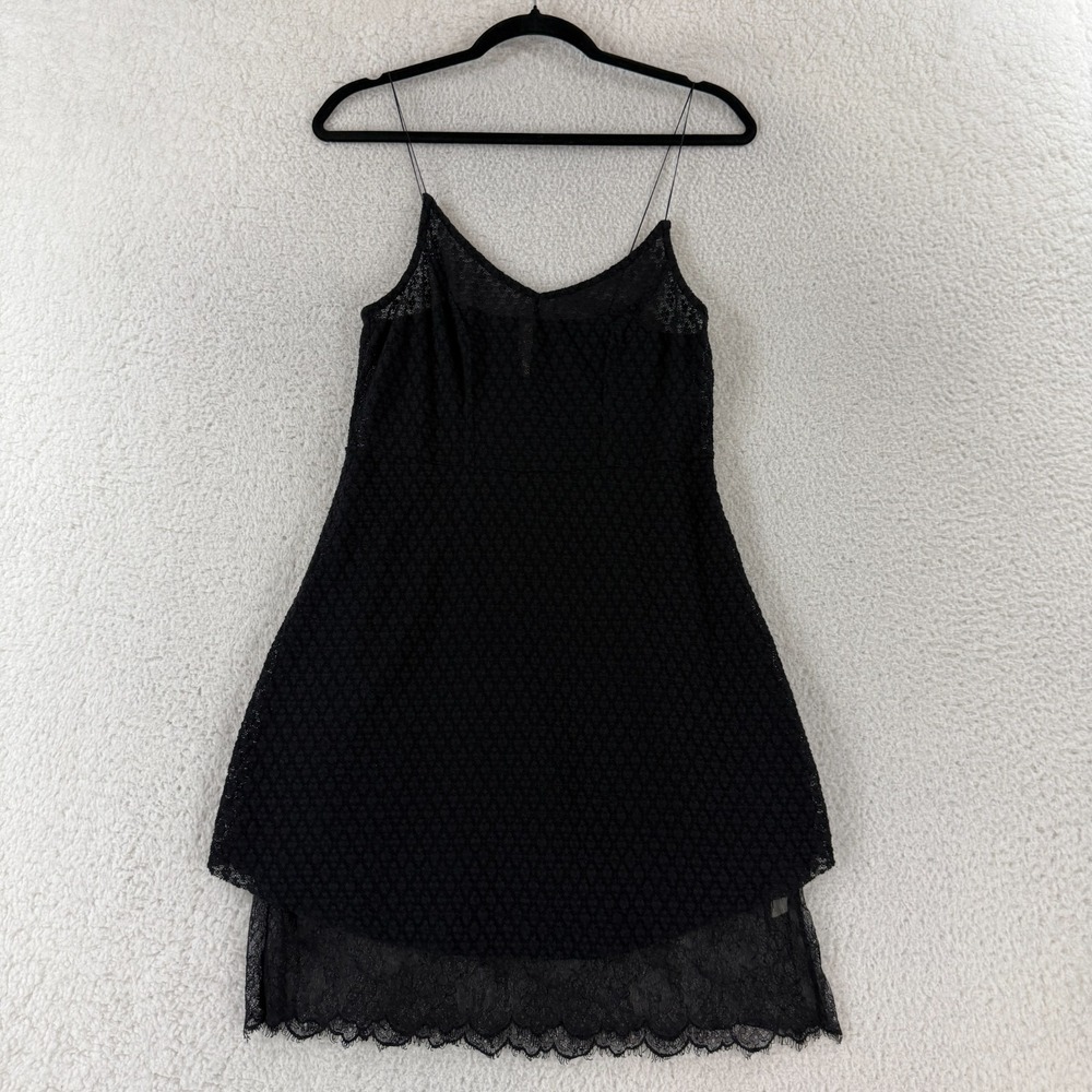 Free People Intimately Mini Lace‎ Slip Pajama Dress Womens Medium Black Layered